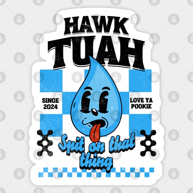 Funny Hawk Tuah Meme Camel Spit on that Thing Girl Sticker by Yesteeyear